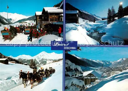 AK / Ansichtskarte Davos_Dischma_GR Restaurant Teufi Schlittenfahrt Dischmatal Panorama Davos_Dischma_GR