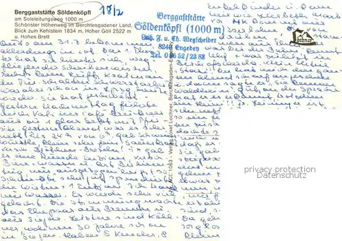 AK / Ansichtskarte Berchtesgaden Berggaststaette Soeldenkoepfl am Soleleitungsweg Terrasse Berchtesgaden