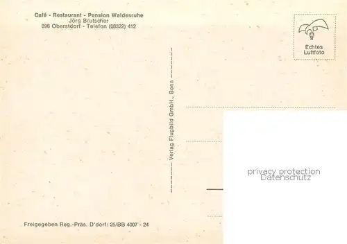 AK / Ansichtskarte Oberstdorf Cafe Restaurant Waldesruhe Fliegeraufnahme Oberstdorf