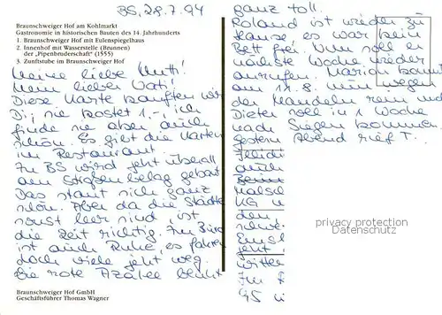 AK / Ansichtskarte Braunschweig Braunschweiger Hof mit Eulenspiegelhaus Innenhof mit Wasserstelle Zunftstube im Braunschweiger Hof Braunschweig