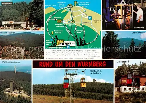 AK / Ansichtskarte Braunlage Wurmberg Talstation Bahnsteig Brockenblick Wurmbergschanze Seilbahn Mittelstation Braunlage