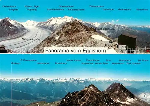 AK / Ansichtskarte Eggishorn_VS Panorama mit Aletschgletscher 
