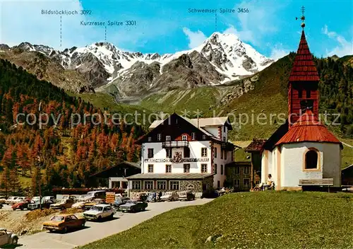 AK / Ansichtskarte Schnalstal_Trentino_IT Sporthotel Kurzras mit Kapelle Kurzraser Spitze und Schwemser Spitze 