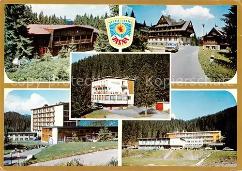 AK / Ansichtskarte Nizke_Tatry_Slovakia CKM Juniorhotel Bjoernson Mikulasska Chata Hotel Druzba Erholungsheim Berghotel Niedere Tatra 