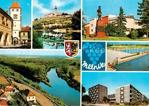 AK / Ansichtskarte Melnik_Bulgaria Altstadt Stadttor Schloss Denkmal Freibad Wohnsiedlung Luftbild 