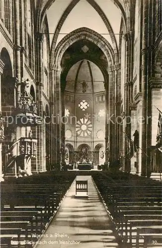 AK / Ansichtskarte Worms_Rhein Dom Innenansicht   Blick nach dem Westchor Worms Rhein