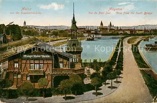 AK / Ansichtskarte Mainz__Rhein Mainzer Ruder Verein v. d. Eisenbahnbruecke 