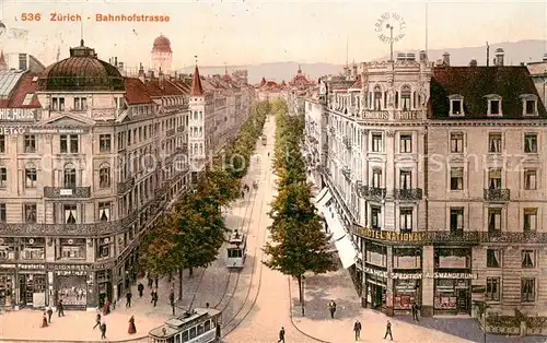 AK / Ansichtskarte Zuerich_ZH Bahnhofstrasse m. Strassenbahnen Zuerich_ZH
