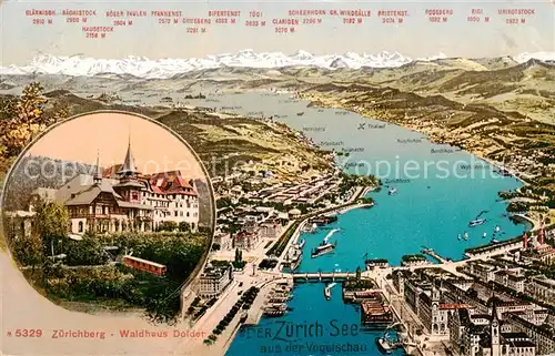 AK / Ansichtskarte Zuerich_ZH Zuerichberg Waldhaus Dolder u. Zuerichsee Zuerich_ZH