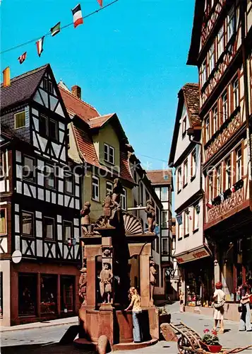 AK / Ansichtskarte Wertheim_Main Engelsbrunnen Fachwerkhaeuser Wertheim Main