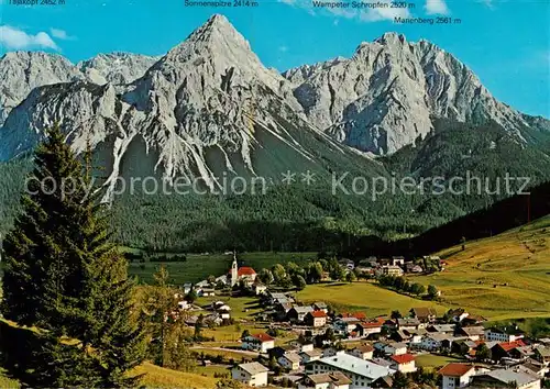 AK / Ansichtskarte Lermoos_Tirol_AT Gesamtansicht m. Sonnenspitze Wampeter Schropfen   Marienberg 