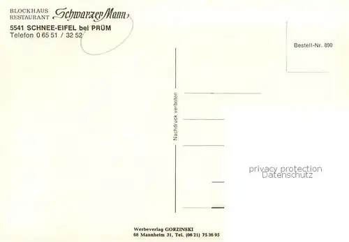 AK / Ansichtskarte Schnee_Eifel Restaurant Blockhaus Schwarzer Mann Innen  u. Aussenansichten 