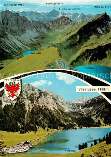 AK / Ansichtskarte Vilsalpsee_1168m_Tannheim_Tirol_AT Traualpsee Lachensee Lachenspitze Hochvogel Steinkarspitze Rotspitze Landsbergerhuette  