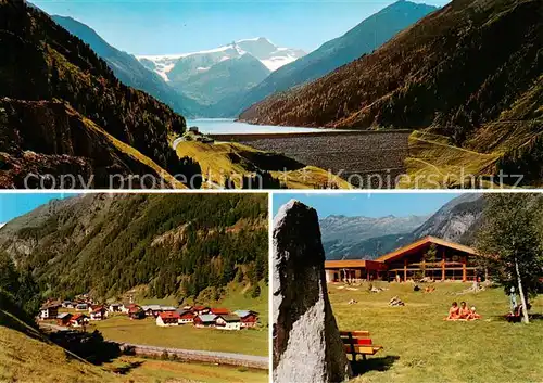 AK / Ansichtskarte Feichten_Kaunertal_Tirol_AT Feichten m. Kaunertaler Freizeitzentrum   Kaunertalkraftwerk m. Steinschuettdamm 