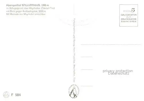 AK / Ansichtskarte Stilluphaus_1200m_Stilluptal_Mayrhofen_Zillertal_AT Innen. u. Aussenansicht m. Zillertal Ansicht 