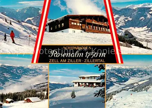 AK / Ansichtskarte Zell_Ziller_Tirol Bergrestaurant Rosenalm Teilansichten Skiparadies Wintersport Winter Zell_Ziller_Tirol