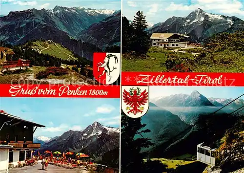 AK / Ansichtskarte Penken_2095m_Zillertal_AT Penkenbahn Gasthof Gschoesswand Ahornspitze Brandbergkolm  