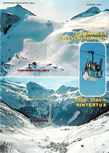 AK / Ansichtskarte Hintertux_Zillertal Zillertaler Gletscherbahnen Skigebiet Hintertux_Zillertal