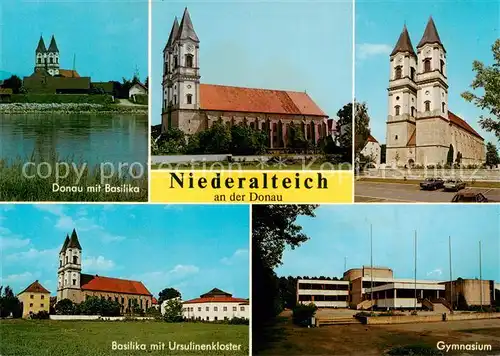 AK / Ansichtskarte Niederalteich_Donau Donau m. Basilika   Ursulinenkloster Niederalteich Donau