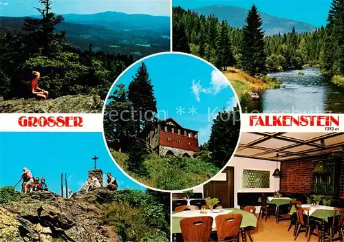 AK / Ansichtskarte Falkensteinschutzhaus_1313m_Bayerischer_Wald Grosser Falkenstein Gipfelkreuz Zwieselwanderhaus Gaststube 