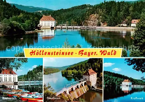 AK / Ansichtskarte Hoellensteinsee_Viechtach Panorama Bootsverleih Staudamm Kraftwerk 