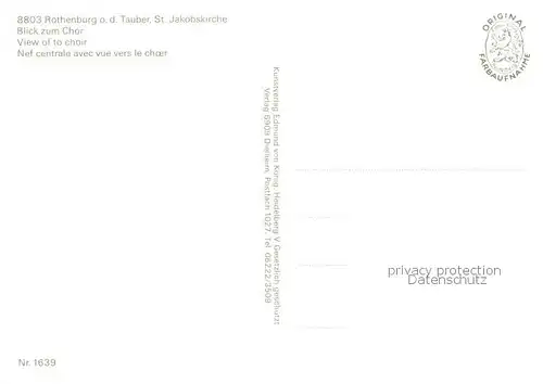 AK / Ansichtskarte Rothenburg__Tauber St Jakobskirche Chor 