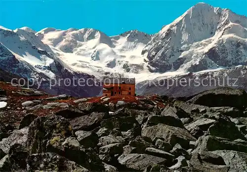 AK / Ansichtskarte Duesseldorfer_Huette_2721m_Ortler_Schoeneck_IT mit Blick zur Koenigspitze und Ortler 