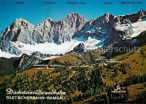 AK / Ansichtskarte Ramsau_am_Dachstein_Schladming_Obersteiermark_AT Dachsteinsuedwand Gletscherbahn Ramsau 