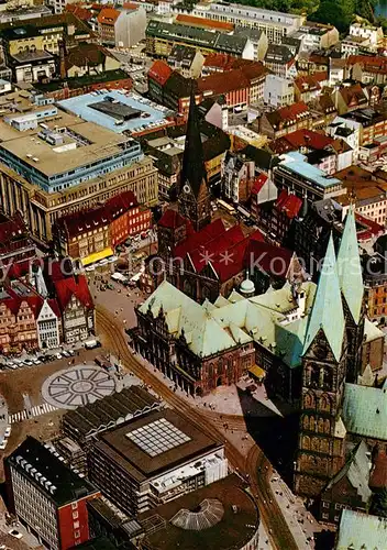 AK / Ansichtskarte Bremen Fliegeraufnahme mit Marktplatz und Kirche Bremen
