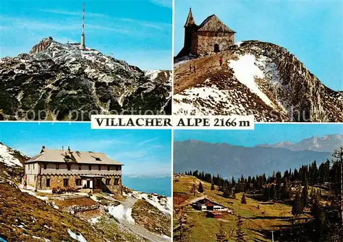 AK / Ansichtskarte Villacher Alpe Dobratsch_2166m_Kaernten_AT Gipfel mit Sendeanlage Deutsche Kirche Ludwig Walter Haus Talstation des Sessellifts 