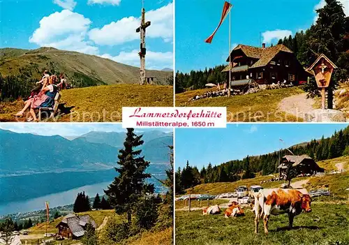 AK / Ansichtskarte Lammersdorferhuette_1650m_Millstaettersee_AT Jufenhoehe mit Kreuz Blick auf Millstaettersee 