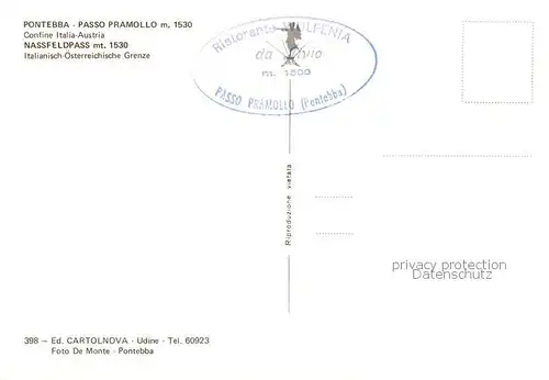 AK / Ansichtskarte Pontebba Pontafel_568m_IT Passo Pramollo Confine Italia Austria 
