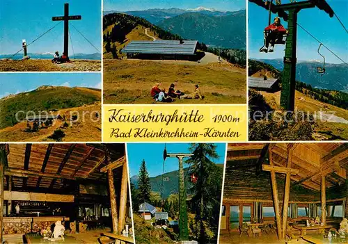 AK / Ansichtskarte Bad_Kleinkirchheim_Kaernten_AT Wollanernock Gipfelkreuz Kaiserburghuette Gastraeume Sessellift  