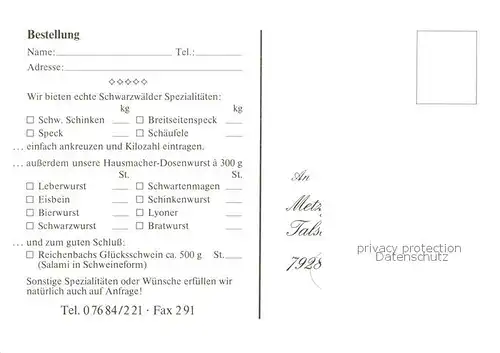 AK / Ansichtskarte Glottertal_Schwarzwald Metzgerei Reichenbach Bullenritt Rinderherde Wursttheke 