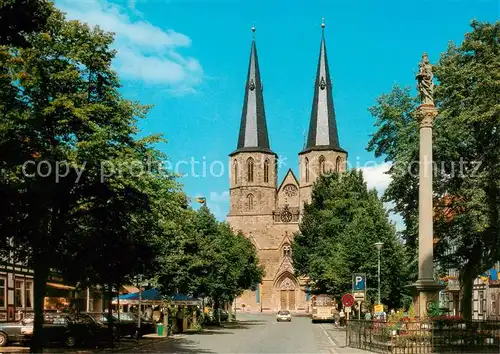 AK / Ansichtskarte Duderstadt Kirche St Cyriakus mit Mariensaeule Duderstadt