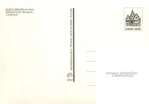 AK / Ansichtskarte Quedlinburg Stiftskirche St Servatius Langhaus Quedlinburg