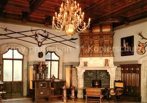 AK / Ansichtskarte Goslar Halle Kamin mit Ilsenburger Ofenplatten und spaetgot Vorhangbogenfenstern Goslar