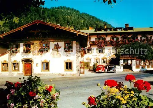 AK / Ansichtskarte Wallgau Hotel Gasthof Post mit Lueftlmalerei Wallgau