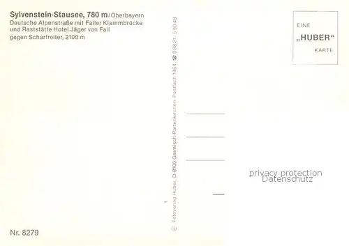 AK / Ansichtskarte Sylvenstein Stausee_780m_Lenggries Dt Alpenstrasse mit Faller Klammbruecke und Raststaette Hotel Jaeger von Fall 
