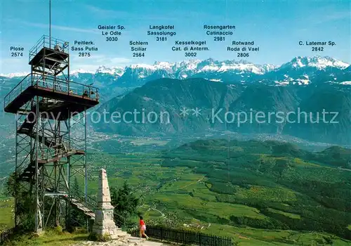 AK / Ansichtskarte Monte_Penegal_1740m_Dolomiti_IT Mendelpass Blick auf die Dolomiten Bozen und ueberetsch 