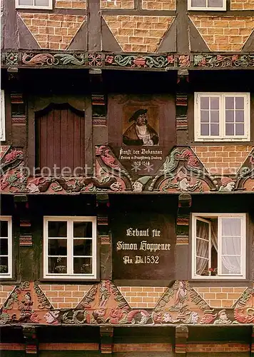 AK / Ansichtskarte Celle_Niedersachsen Hoppener Haus Fassade Detail Celle_Niedersachsen