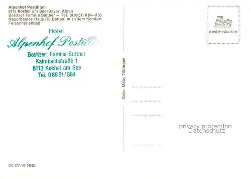 AK / Ansichtskarte Kochel_See Alpenhof Postillion Kochel_See