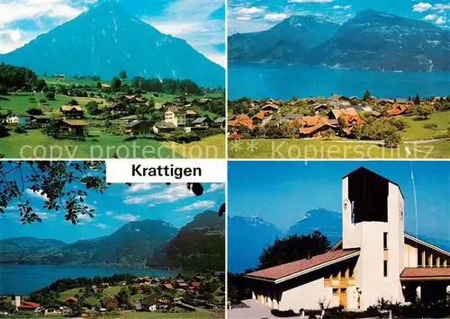 AK / Ansichtskarte Krattigen_BE Panorama Thunersee Kirche 