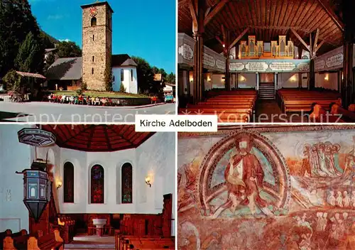 AK / Ansichtskarte Adelboden_BE Kirche Fenster von Giacometti Schiff mit Orgel Juengstes Gericht 