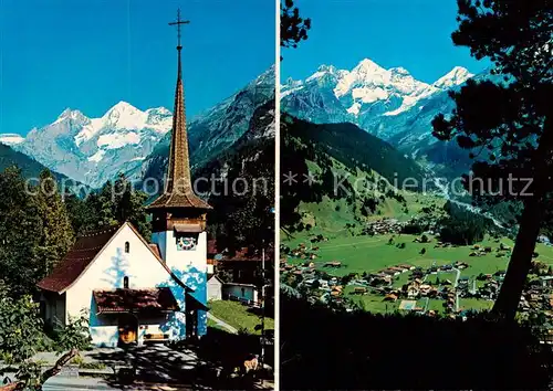 AK / Ansichtskarte Kandersteg_BE Kirche Panorama mit Bluemlisalp Kandersteg_BE