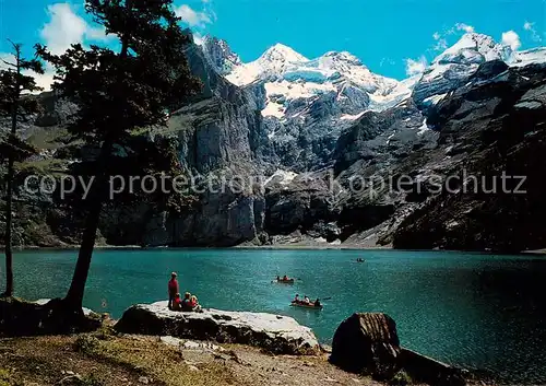 AK / Ansichtskarte Oeschinensee_oeschinensee_1578m_BE bei Kandersteg Bluemlisalp und Fruendenhorn 
