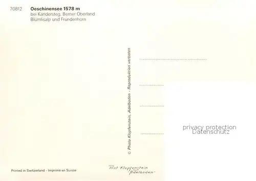 AK / Ansichtskarte Oeschinensee_oeschinensee_1578m_BE bei Kandersteg Bluemlisalp und Fruendenhorn 