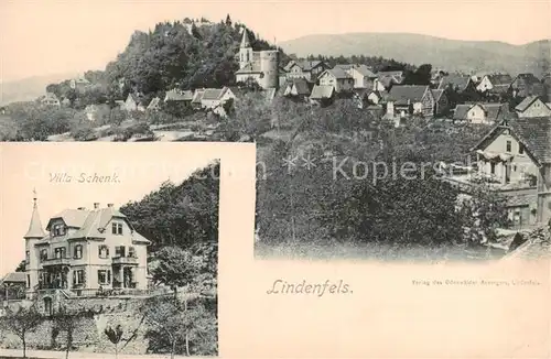 AK / Ansichtskarte Lindenfels_Odenwald Gesamtansicht u. Villa Schenk Lindenfels Odenwald