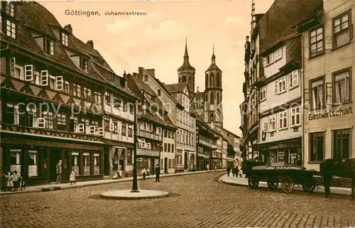 AK / Ansichtskarte Goettingen__Niedersachsen Johannisstrasse m. Gastwirtschaft u. Einspanner 