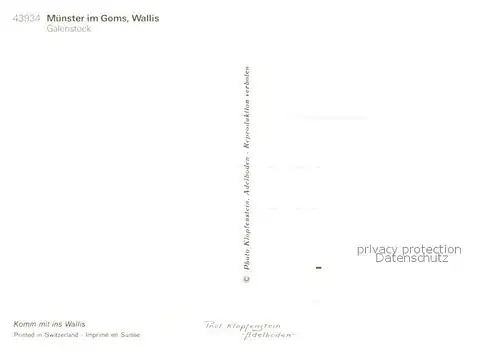 AK / Ansichtskarte Muenster_Goms_VS Gesamtansicht   Galenstock 